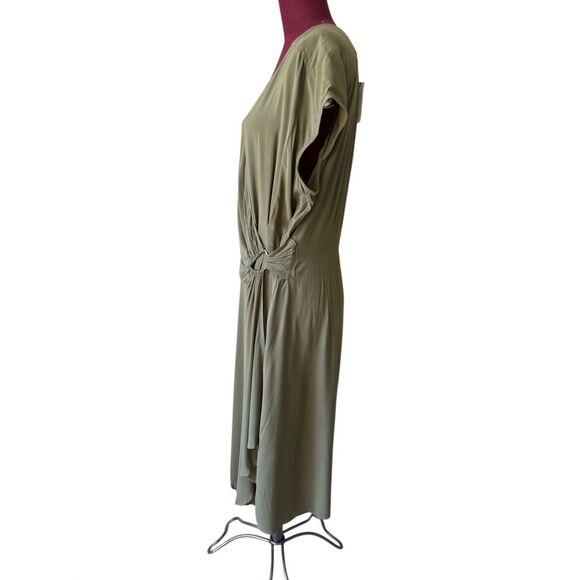 NEW Maeve Anthropologie Rayna faux Wrap Dress size 16 Olive Green - Picture 6 of 8